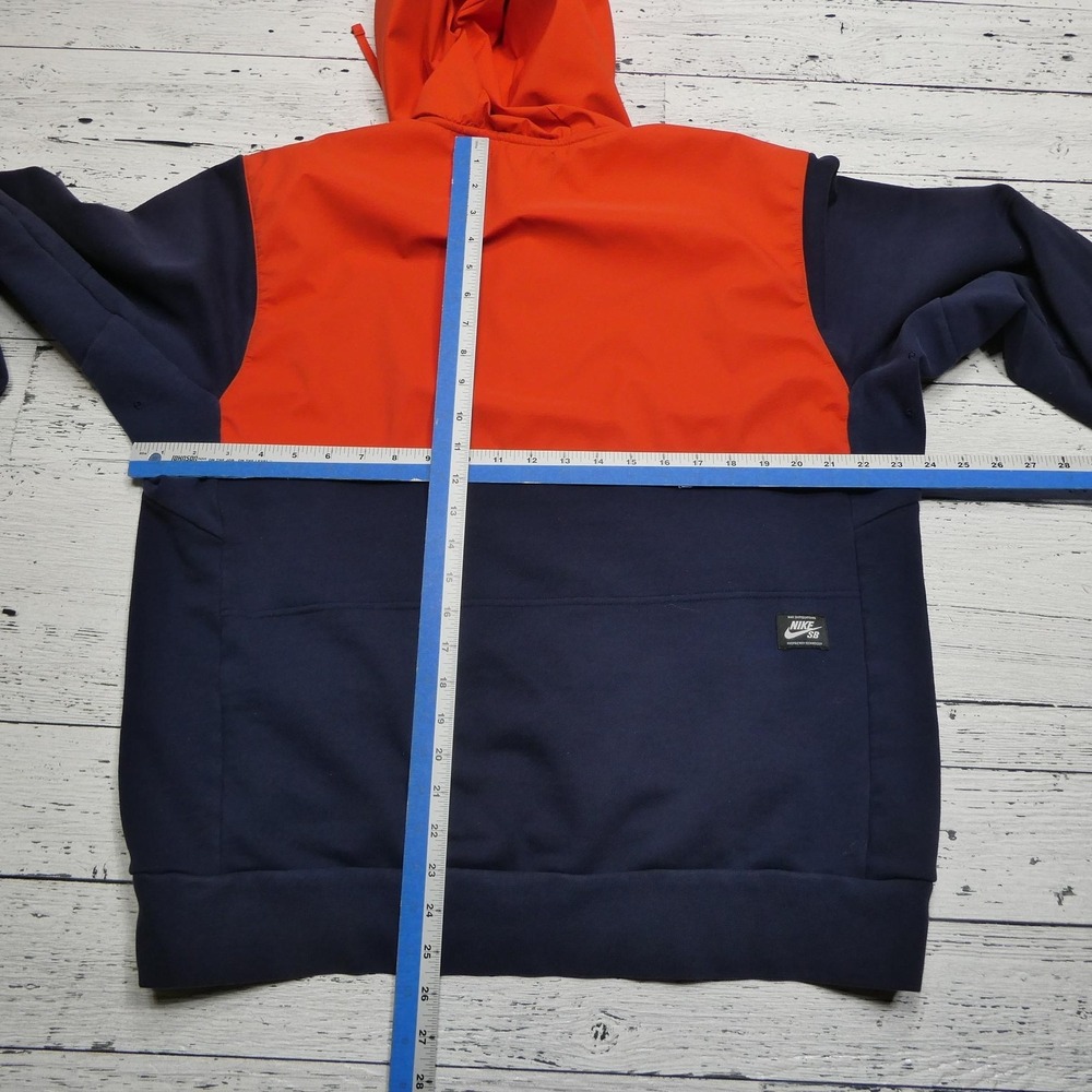 Nike SB Hoodie Mens Large Orange Navy Pullover Anorak Skateboarding Colorblock - Picture 10 of 14